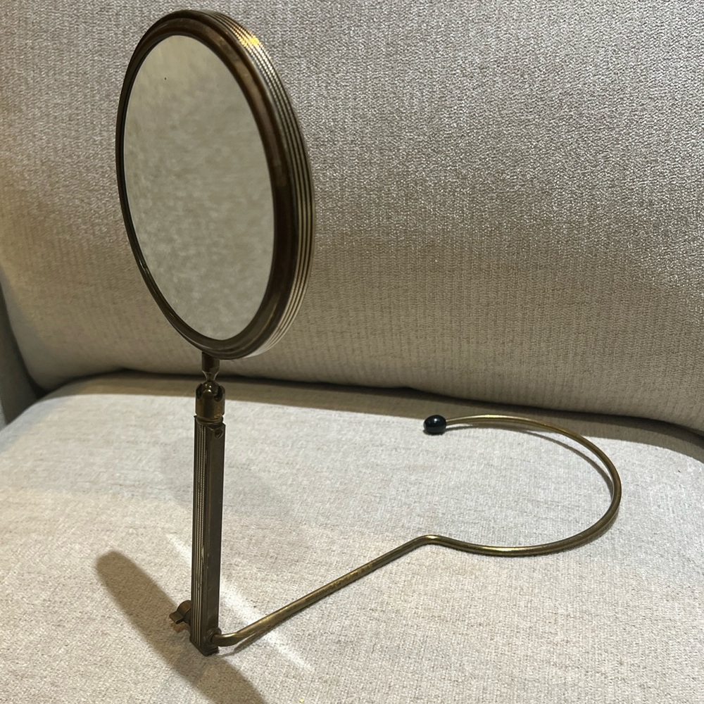 Vintage 1950s Mid Century Brass Adjustable Table Mirror